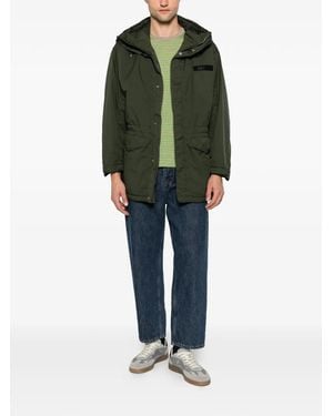 Aspesi Boom Winter Hooded Logo-Patch Coat - Green