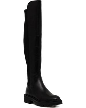 Guess Logo-Plaque Knee-High Boots - Black