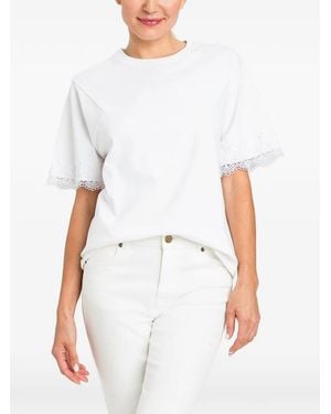 Twinset Embroidered Lace-Trim T-Shirt - White