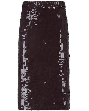 P.A.R.O.S.H. Sequin-Embellished Pencil Midi Skirt - Purple