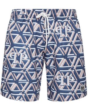 Philipp Plein Monogram Boxer Badeshorts - Blau