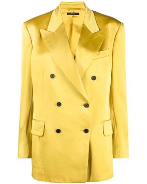 Tom Ford Double-Breasted Satin Blazer - Yellow