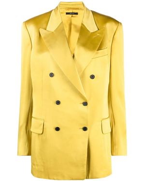 Tom Ford Double-Breasted Satin Blazer - Yellow