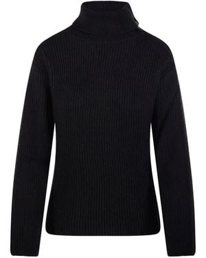 P.A.R.O.S.H. Gerippter Pullover mit Rollkragen - Schwarz