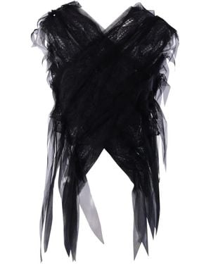 PAULINE DUJANCOURT Lace-Panelled Ruffled Top - Black