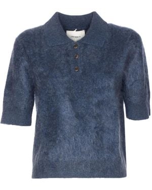 Lisa Yang Carolyn Cashmere Polo Top - Blue