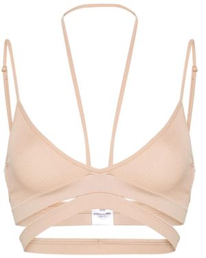 ANDREADAMO Gerippter Neckholder-Bh - Natur