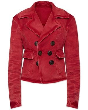 DSquared² Double Breasted Denim Jacket - Red