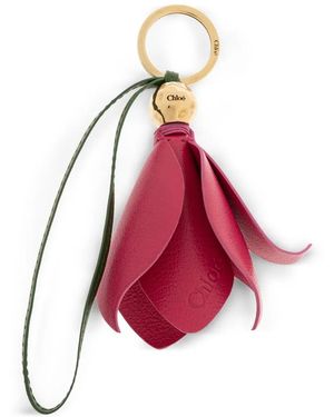 Chloé Porte-Clés Tulip En Cuir À Pendentif Fleur - Pink