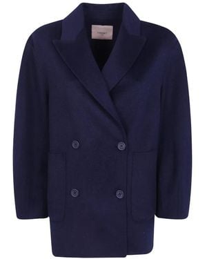 Twinset Double-Breasted Coat - Blue