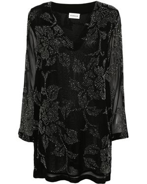 P.A.R.O.S.H. Bead-Embroidered Midi Dress - Black