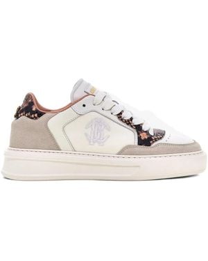 Roberto Cavalli Mirror Snake-Appliqué Trainers - Natural