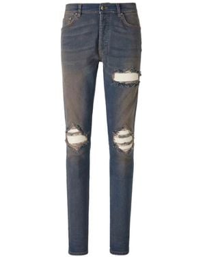 Amiri Vaqueros Con Efecto Envejecido Y Panel De Canalé - Azul
