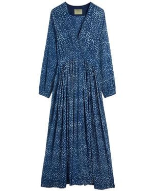 Momoní Printed V-Neck Dress - Blue