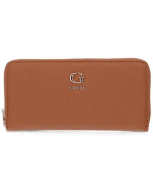 Guess Coleen Logo-Plaque Zip-Around Wallet - Brown
