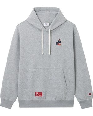 Chocoolate X Russell Athletic Logo-Embroidered Hoodie - Gray