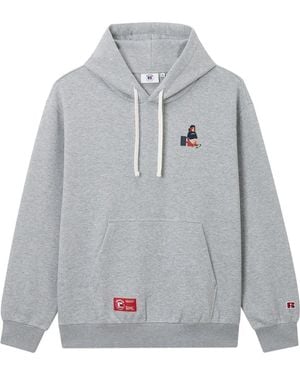 Chocoolate X Russell Athletic Logo-Embroidered Hoodie - Grey