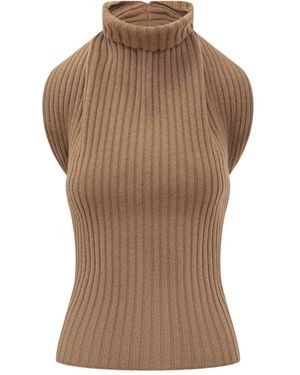 Victoria Beckham タートルネック トップ - ブラウン