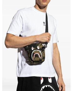A Bathing Ape Camo Shark Shoulder Bag - White