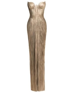 Maria Lucia Hohan Jasleen Pleated Strapless Maxi Dress - Natural