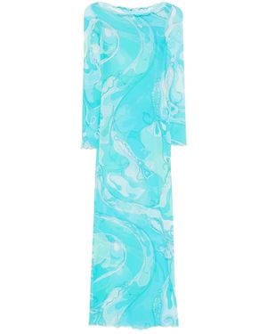 PUCCI Robe Longue À Imprimé Orchidée - Blue