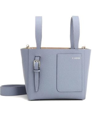 Valextra Mini Signature-Detail Tote Bag - Blue