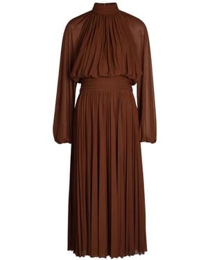Ronny Kobo Blythe Pleated High-Neck Midi Dress - Brown