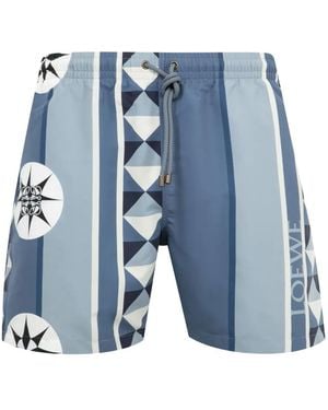 Loewe Geometric-Print Swim Shorts - Blue
