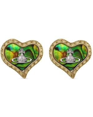 Vivienne Westwood Petra Heart Crystal-Embellished Stud Earrings - Green