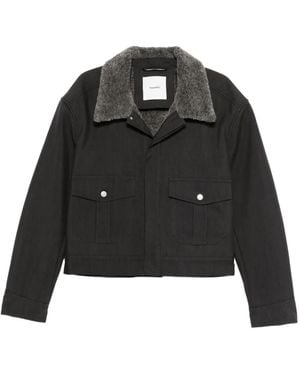Nanushka Faux Shearling-Collar Jacket - Black
