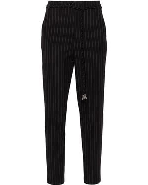 Patrizia Pepe Ruched-Detailed Pinstriped Trousers - Black