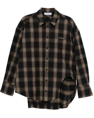 The Attico Diana Checked Long-Sleeve Shirt - Black