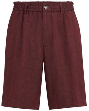 Brunello Cucinelli Chevron Bermudas Aus Leinen Und Schurwolle - Rot