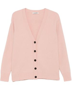 Jil Sander Button Ribbed Hem Cardigan - Pink