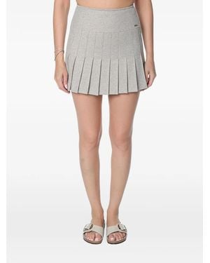 ARMANI EXCHANGE Pleated Diagonal-Stripe Mini Skirt - White