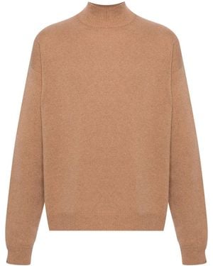 Balenciaga Mock-Neck Ribbed Jumper - Brown