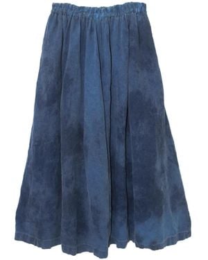 Anntian Tie-Dye Linen Long Skirt - Blue