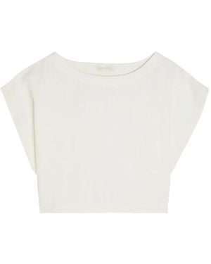 Suzie Kondi Boat-Neck Crop Top - White