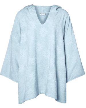 Hunza G Sunny Hooded Poncho - Blue