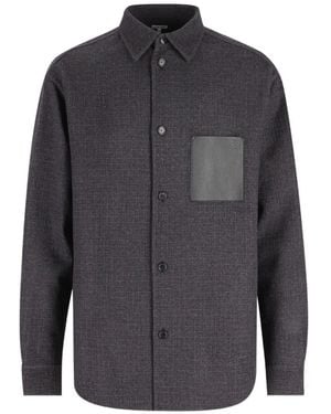 Loewe Hemdjacke Mit Brusttasche Aus Leder - Grau
