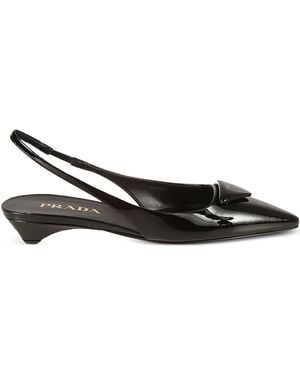 Prada Heeled Slingback Court Shoes - Black