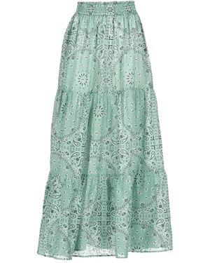 MC2 Saint Barth Cheyenne Elastic-Waist Bandana-Print Maxi Skirt - Green