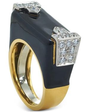 David Webb Anillo Hero con diamante - Azul