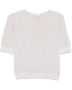 AROVESCIO V-Neck Knitted T-Shirt - White