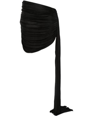 David Koma Ruched Asymmetric Mini Skirt - Black