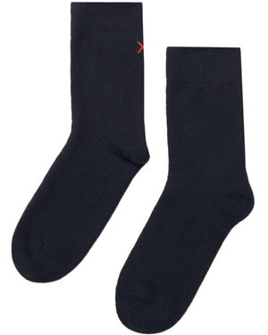Chinti & Parker Decorative-Stitching Socks - Blue