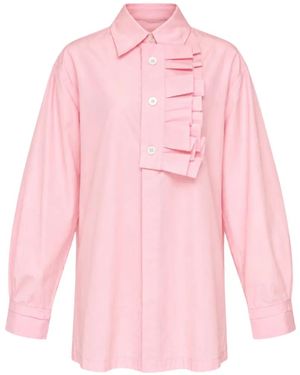 Lee Mathews Nina Ruffled Long-Sleeve Shirt - Pink