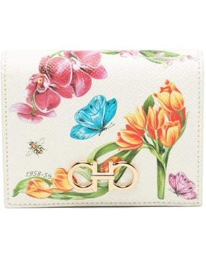 Ferragamo Gancini Portemonnaie Mit Blumenprint - Weiß