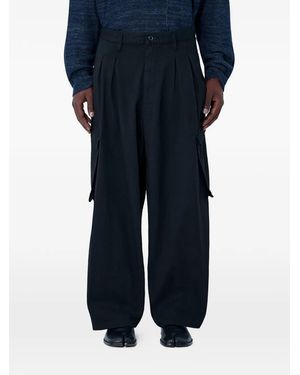 Yohji Yamamoto Belt-Loop Pocket Trousers - Blue