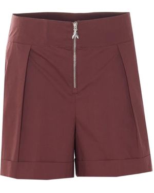 Patrizia Pepe Pleated Cotton Shorts - Purple